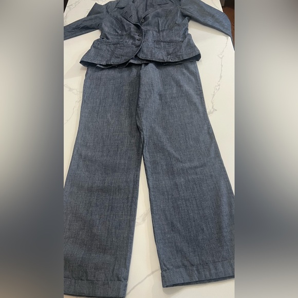 J.Jill Jacket and pants set  Blue 100% Cotton Denim Like size 14 great condition - Picture 9 of 14